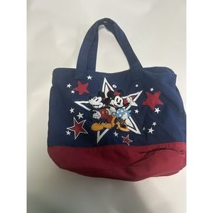 Disney Store Mickey And Minnie Mouse Tote Bag USA Red White Blue Vintage